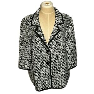 Tesori Black and White Patterned Blazer, 3X